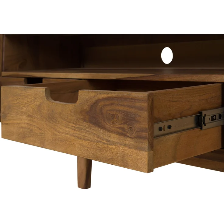 TV-Board Sheesham 220x40x48 natur sandgestrahlt lackiert MALMÖ 2 #223 – Bild 2