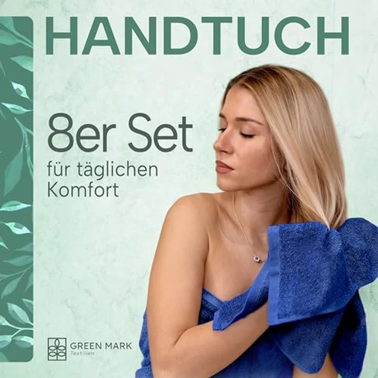 NatureMark 8er Spar-Pack Frottier Handtücher, Handtuch-Set, 50x100 cm, Royal blau, 100% Baumwolle – Bild 2