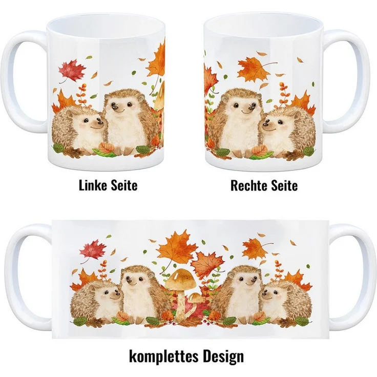 speecheese Tasse Igel im Herbst Kaffeebecher im Aquarell Stil – Bild 4