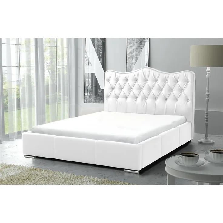 Polsterbett Bett Komplettset SULTAN Kunstleder Weiss 140x200 cm