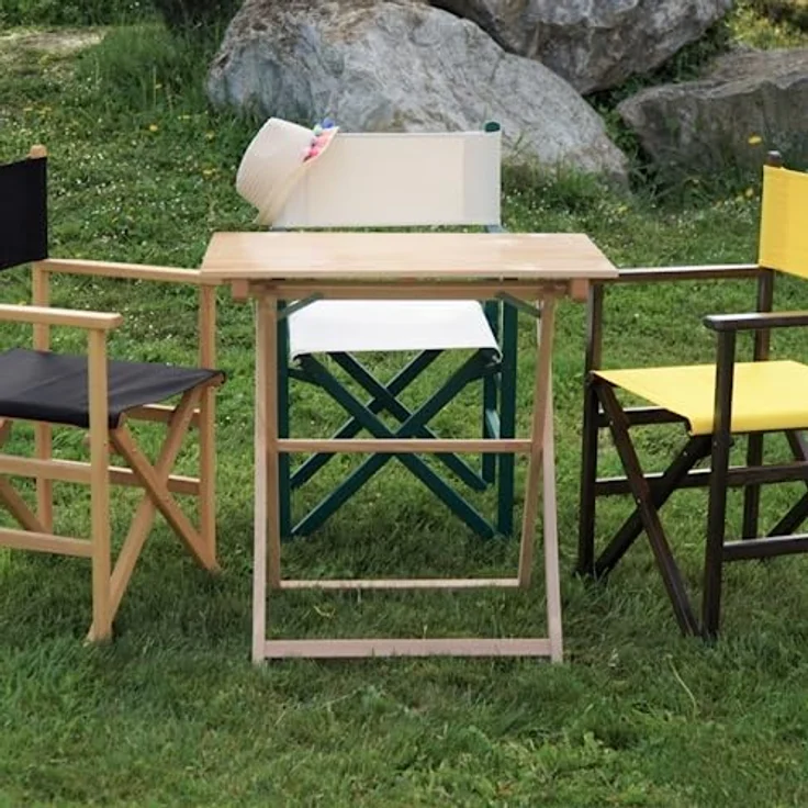 Aranaz Flexi-Tisch mit Lamellen, faltbar und tragbar, für den Außenbereich, ideal für Balkon, Garten, Terrasse, Camping, Patio, Picknick und Veranstaltungen, Mehrzweck, Holz, Lack, 50 x 70 x 76 cm – Bild 4