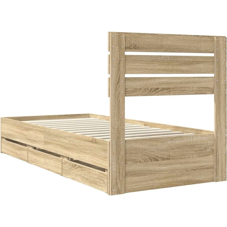 vidaXL Bettrahmen Sonoma-Eiche 100 x 200 cm Ingenieurs Holz 3411525 – Bild 10