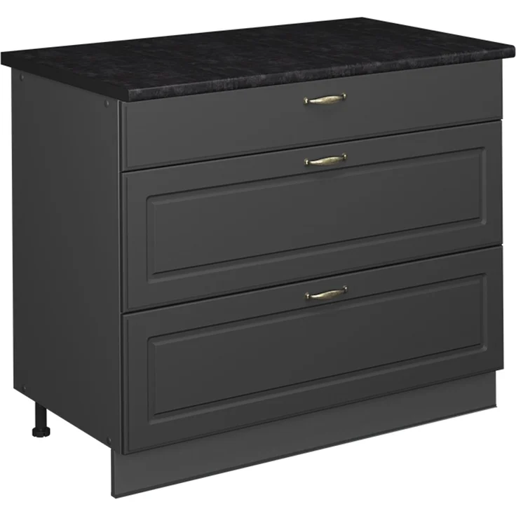 Küchenunterschrank Fame-Line Anthrazit-Gold Landhaus/Anthrazit 100 cm, AP Anthrazit Vicco – Bild 1