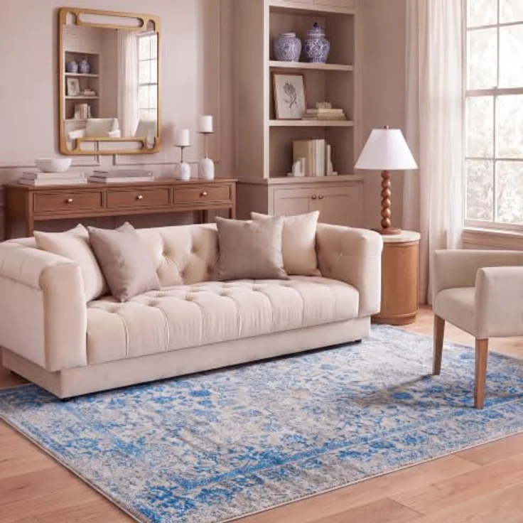 Safavieh Teppich 122x183 cm - Adirondack Collection - Transitional Design, Grau & Blau, Pflegeleichte Synthetikmischung, Ideal für Wohnzimmer, Schlafzimmer, Büro – Bild 1