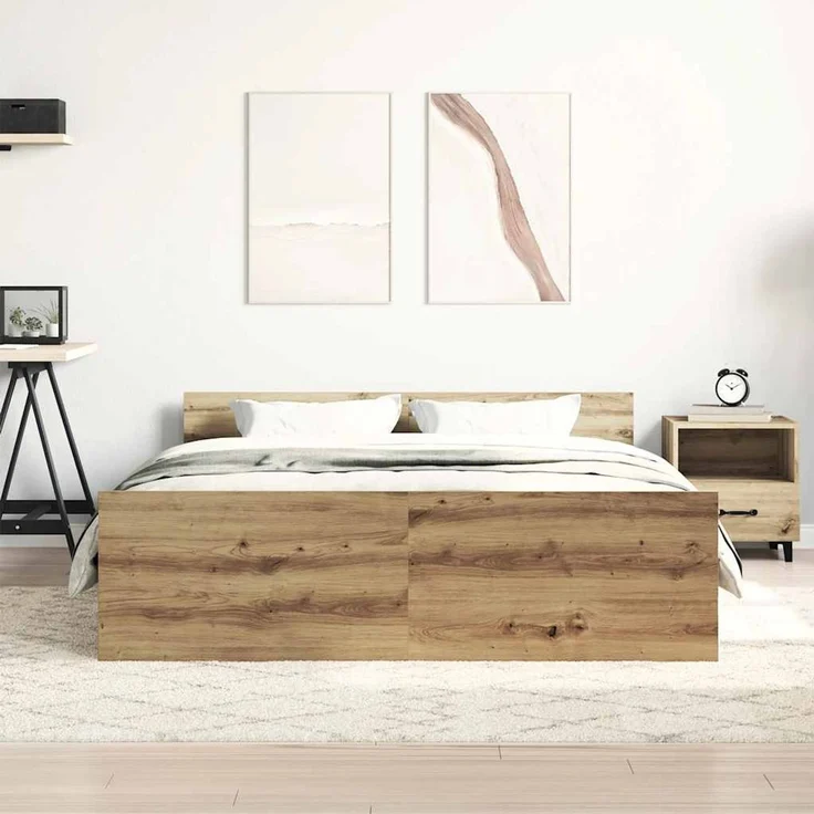 vidaXL Bettgestell ohne Matratze Artisan-Eiche 120x200cm Holzwerkstoff 3328733 – Bild 3