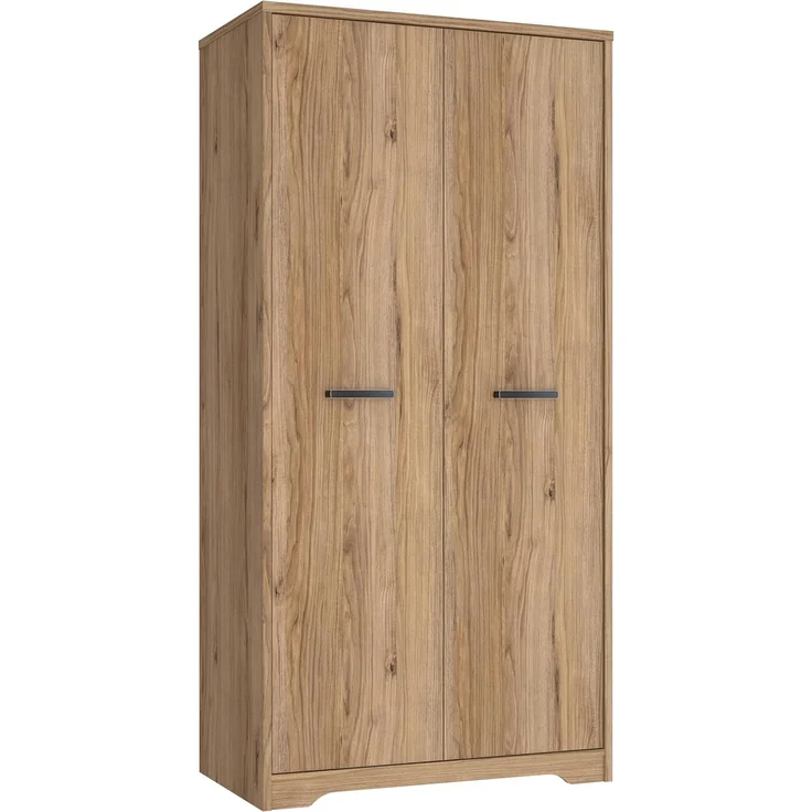 FORTE JOADAKIS Kleiderschrank 95, klassischer Drehtürenschrank mit 2 Türen und Einlegeböden, Holzwerkstoff, Catania Eiche Dekor, 94,5 cm breit, 192,4 cm hoch, 52,7 cm tief – Bild 4