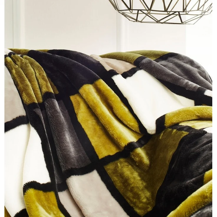 Wohndecke Antigua, Gözze, mit modernem Karo, Kuscheldecke, 150x200 cm – Bild 3
