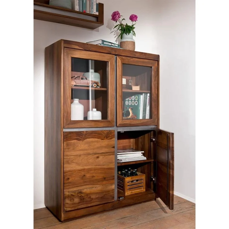 Vitrine Sheesham 102x40x147 noble unique lackiert SYDNEY #100 – Bild 5