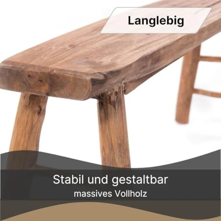 DESIGN DELIGHTS Sitzbank HOLZBANK "MALU 120", Holz massivholz, 120 cm, Baumkante Sitzbank – Bild 6
