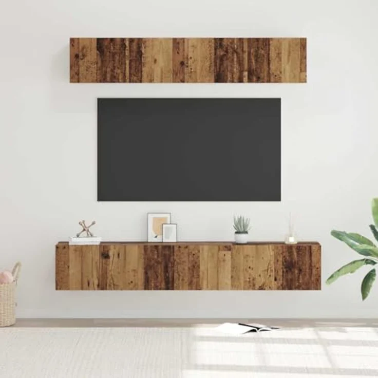vidaXL TV-Schrankset Wandmontiert 5 pcs Altholz Holzwerkstoff 3393405 – Bild 3