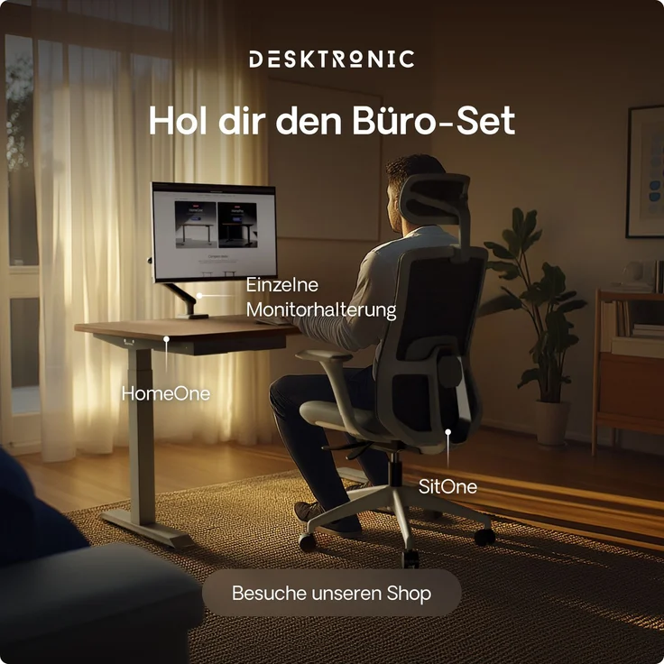 Desktronic HomeOne Elektrisch höhenverstellbarer Schreibtisch 160x80cm Grau/Walnuss mit Memory-Funktion, Anti-Kollisions Technologie, USB-A und USB-C-Ladeanschlüssen – Bild 9