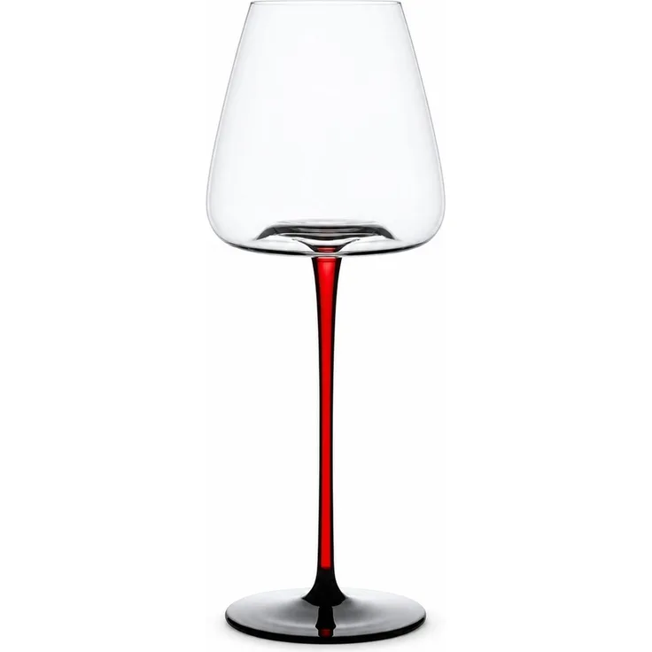 2er Set Bordeaux-Rotweingläser 590 ml mit rotem Stiel und schwarzem Fuß, 28 x 10 x 8,5 cm