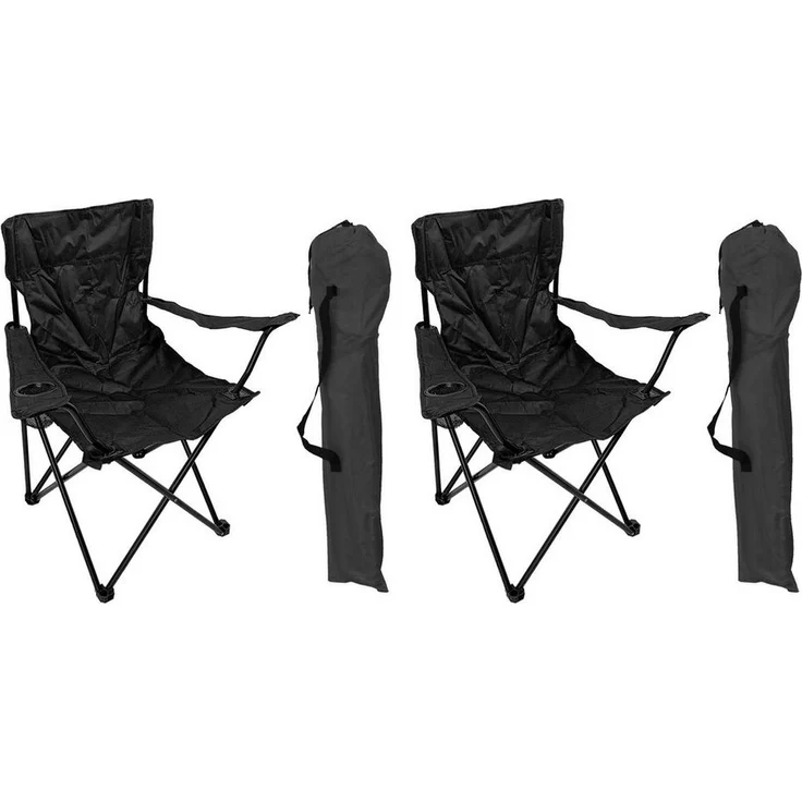 2er Anglersessel Anglerstuhl Regiestuhl Getränkehalter Tasche Schwarz – Bild 1