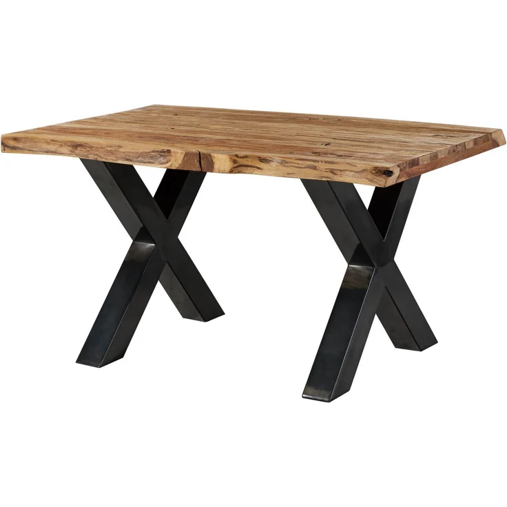 Baumtisch Sheesham 160x90x77 natur sandgestrahlt / X-Beine anthrazit glänzend FREEFORM 5 – Bild 10