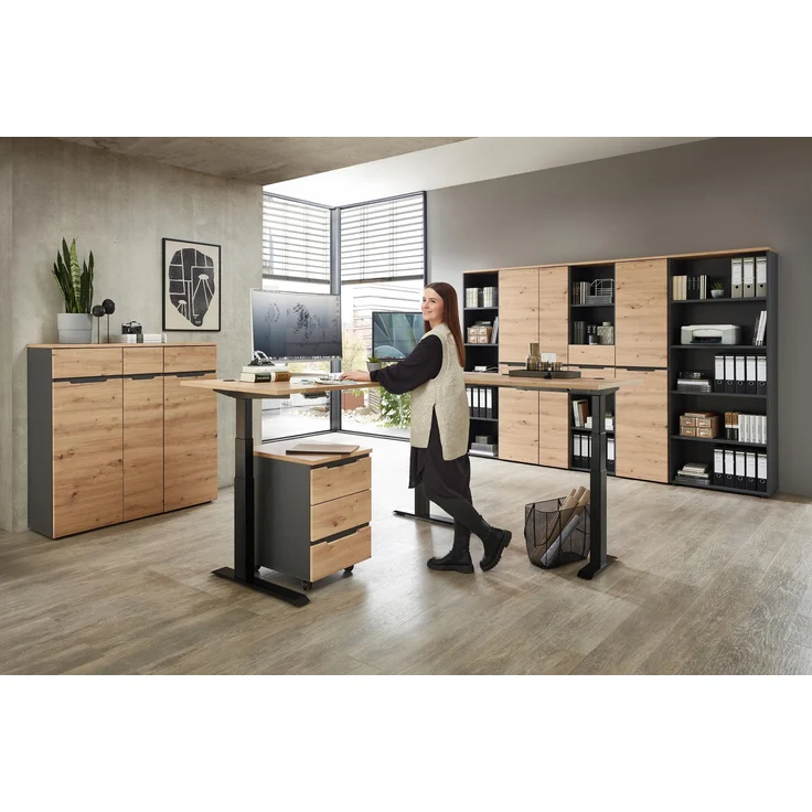 Komplettbüro MEMPHIS X 9-teilig Front Artisan Eiche Korpus Graphit – Bild 3
