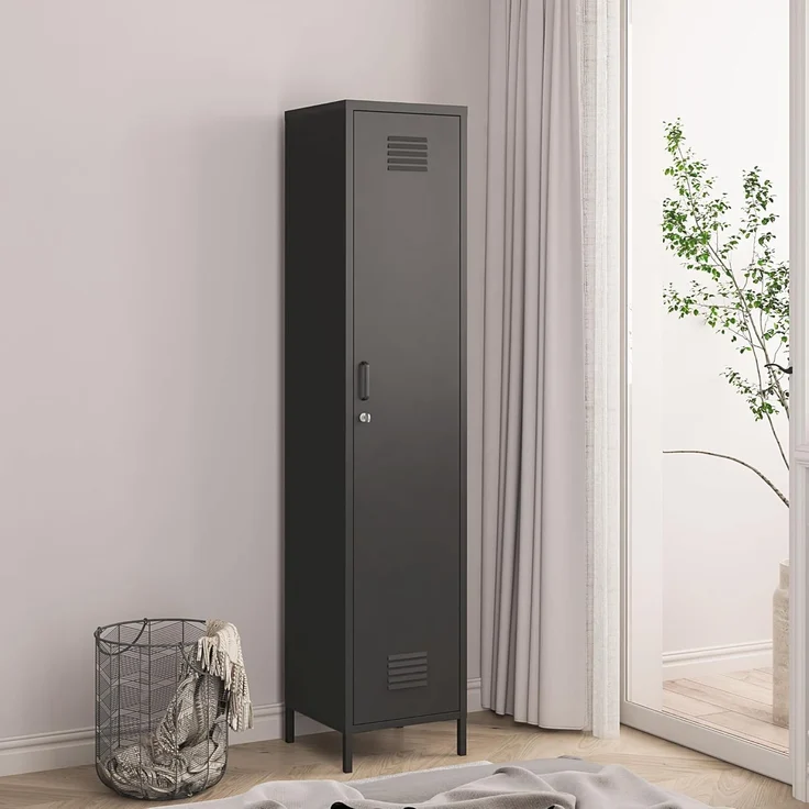 Kleiderschrank Seinäjoki 180x38x38 cm Schwarz [en. casa] – Bild 1