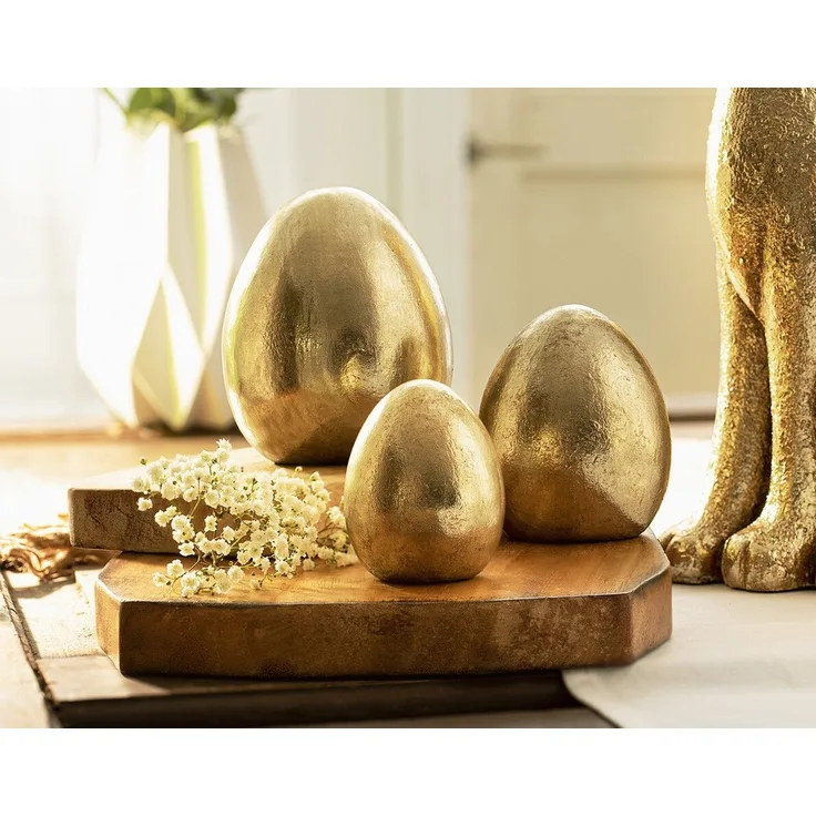 Osterei "Gold", 3er Set Tischdeko Wohnzimmerdeko Ostereier Kunsteier