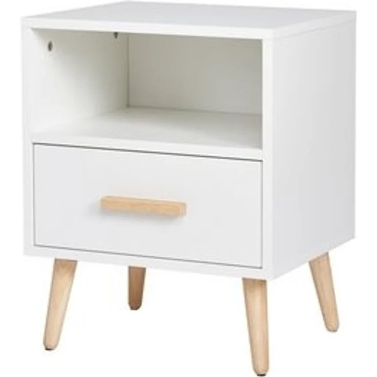 Mondeer Nachtkommode Nachttisch (1 St), mit 1 Schublade und 1 offenem Fach, mit Massivholzfüßen – Bild 6
