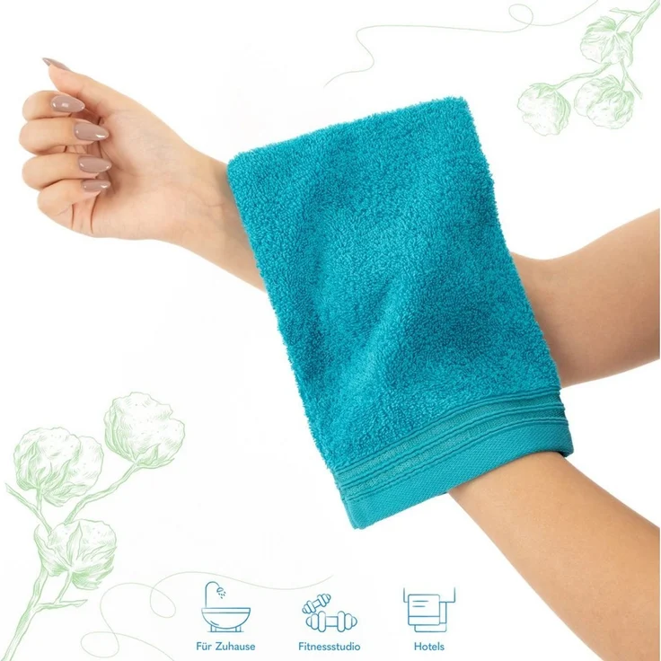 Hammetex 2er Set Mini Handtücher 15x22 cm, 100% Baumwolle mit Waschlappen Waschen Frottier, Superwuschel Weiche Qualität Strapazierfähig, Türkis – Bild 3