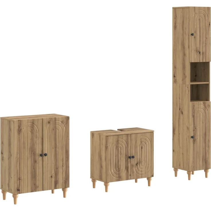 vidaXL 3-teiliges Badezimmer-Schranksystem ALKMAAR Artisan-Eiche 3417431 – Bild 2