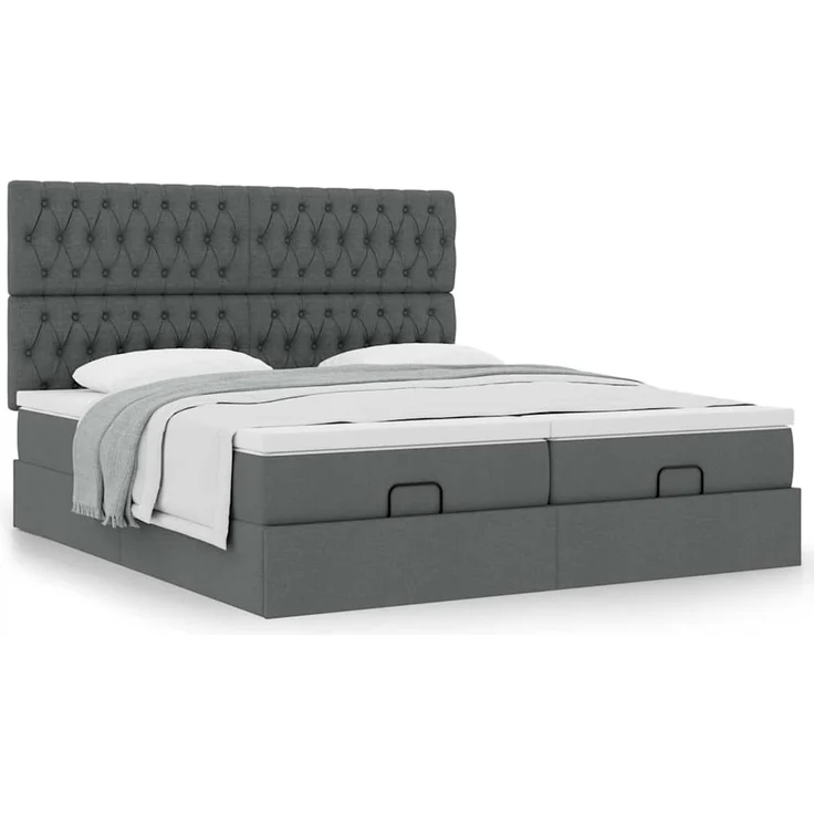vidaXL Ottoman-Bett mit Matratzen Dunkelgrau 160x200 cm Stoff 3313707 – Bild 12