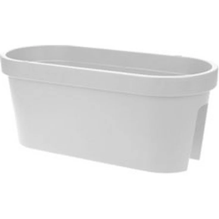 Spetebo Balkonkasten Balkon Blumentopf oval 60 x 28 cm - weiß (Packung, 1 St, bestehend aus 1x Pflanzkasten mit 4 Einhänge-Clips), Kunststoff Pflanzkasten zum Einhängen am Geländer – Bild 4