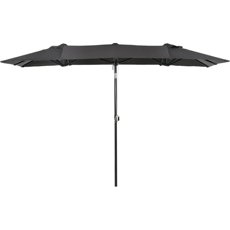 Outsunny Sonnenschirm Gartenschirm mit verstellbarem Neigungswinkel, LxB: 150x295 cm, Doppelsonnenschirm, Marktschirm, Grau, Polyester, Metall