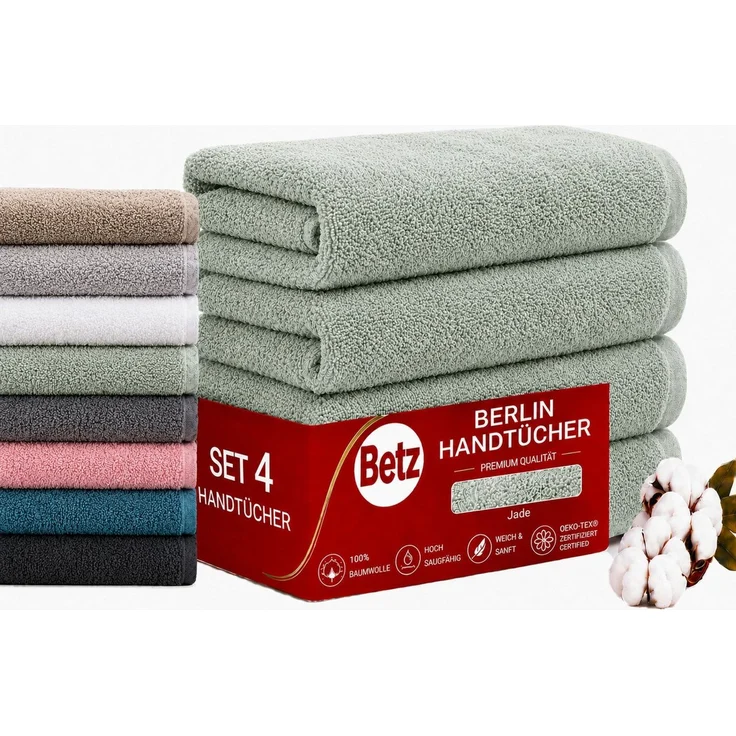 Betz Handtücher Berlin 4er Pack Handtuch-Set 50x100 cm, 100% Baumwolle – Bild 1