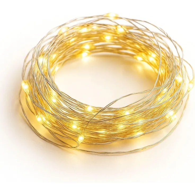 matches21 HOME & HOBBY LED-Lichterkette Mini Lichterkette 5 m, 100 LED Timer Batterie warmweiß innen, 100-flammig, Micro Draht Beleuchtung Indoor Leuchtdeko