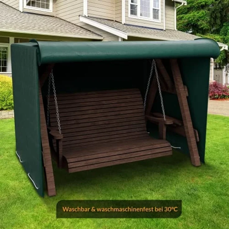 Kronenburg Hollywoodschaukel Abdeckung, 150 x 210 x 150cm, wasserdicht, Waschbar bis 30°C, Abdeckplane Gartenschaukel für 3-4 Sitzer - Wasserdicht in grün – Bild 6
