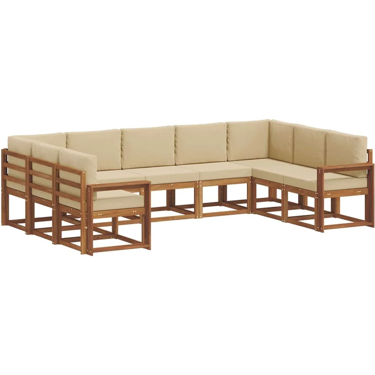 vidaXL Outdoor-Sofagarnitur 9 stk. 9-Sitzer Natur und Beige 3366991 – Bild 2