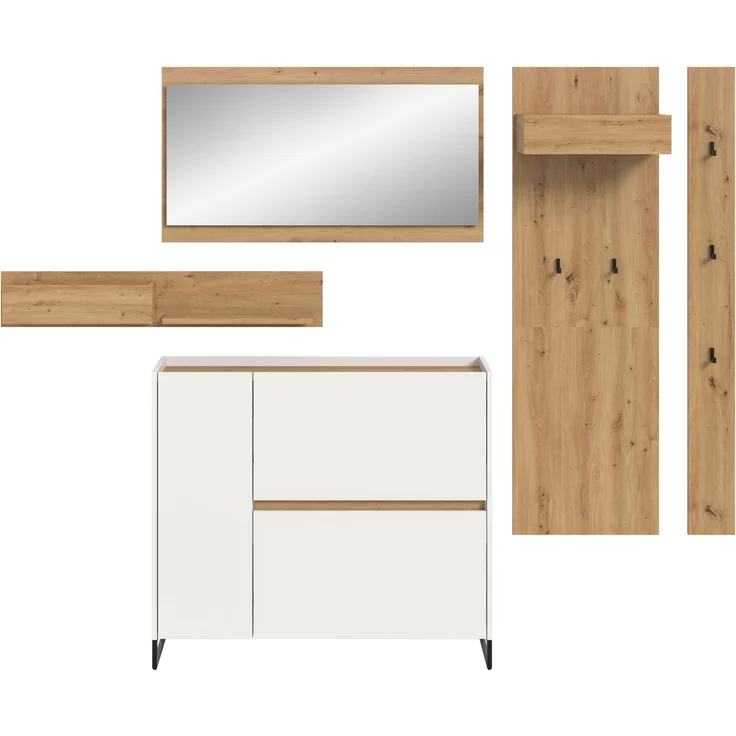 Garderobenkombination B/H/T: 192x236x32 cm in weiß Nachbildung und Artisan Oak Nachbildung – Bild 2