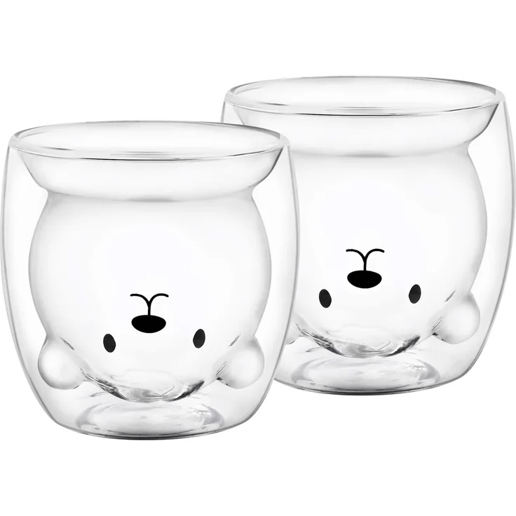 GRÄWE Doppelwandige-Thermogläser, 250ml, 2er Set, Motiv Bär