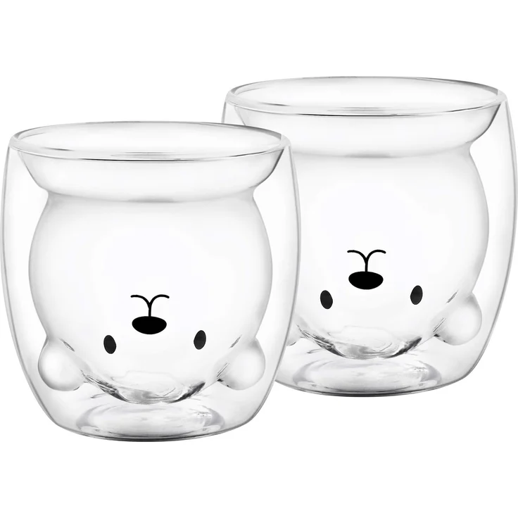 GRÄWE Doppelwandige-Thermogläser, 250ml, 2er Set, Motiv Bär – Bild 1