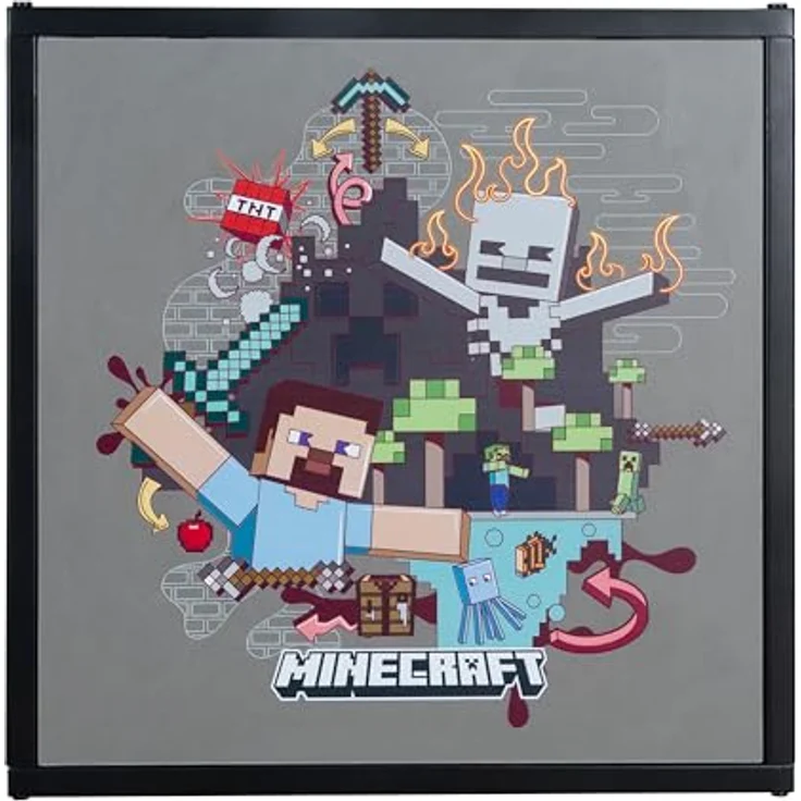 Minecraft Beistelltisch, Schwarz, Metall und Holzwerkstoff, Gaming Design, 45x48x45 cm – Bild 5