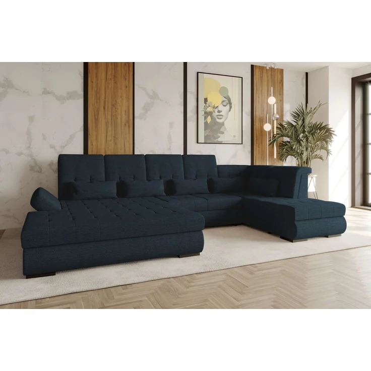 99rooms Felicia Wohnlandschaft Chenille EDEN Dunkelblau Links – Bild 1