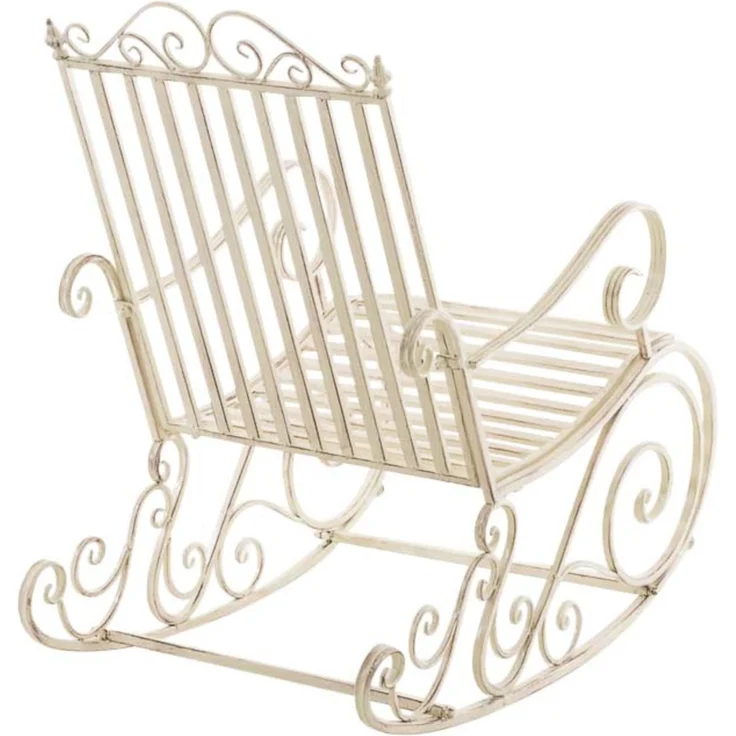 Schaukelstuhl ANNA 2er Set Antik Outdoor - 56x90x94cm, Metall, Antik-Creme | Gartenstuhl Liegestuhl Relaxstuhl Garten Terrasse – Bild 5