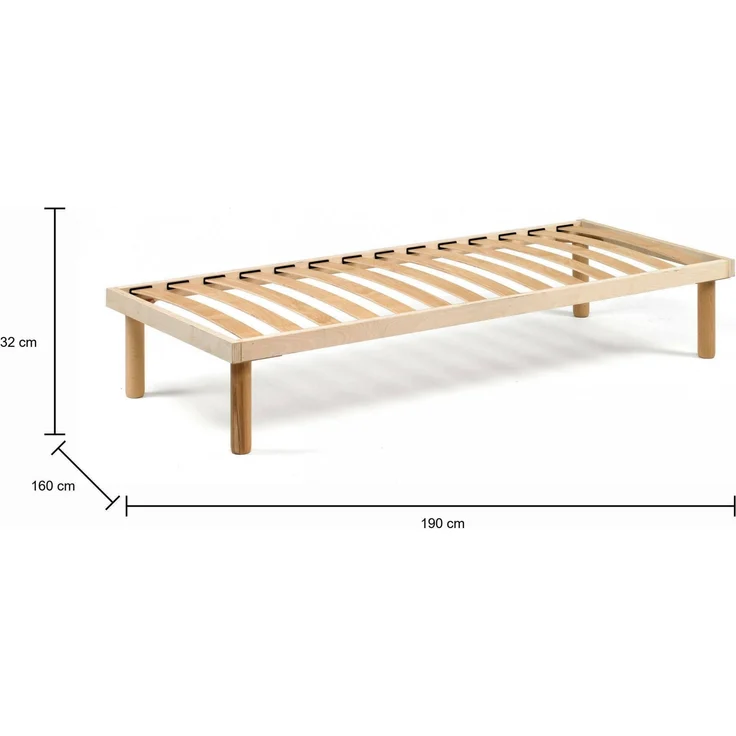 Dmora Doppelbettgestell Pietra, orthopädisches Untergestell mit Holzlatten, 100 % Made in Italy, 160 x 190 x 31 cm – Bild 3