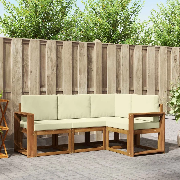 vidaXL Outdoor-Sofagarnitur 4 stk. 4-Sitzer Natur und Creme 3366328 – Bild 1