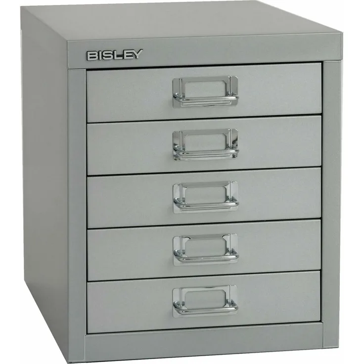 Bisley Schubladenschrank aus Metall für DIN A4 in silber Schrank mit 5 Schubladen Büroschrank Werkzeugschrank, L125-355
