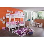 Relita Etagenbett Stefan Buche massiv weiß lackiert mit Tunnel rosa/weiß