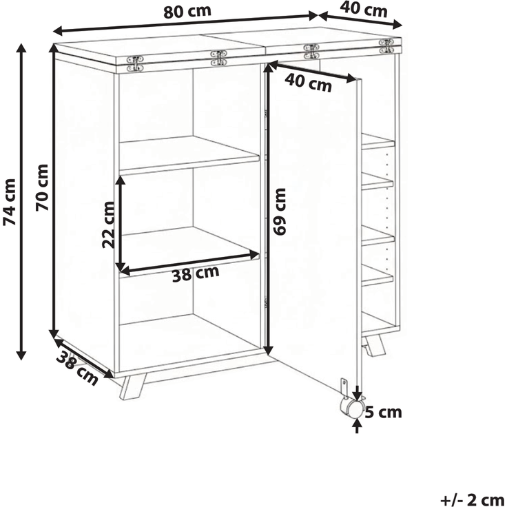 Sekretär FLOMOT Weiß 80 cm 40 80 cm klappbar – Bild 2