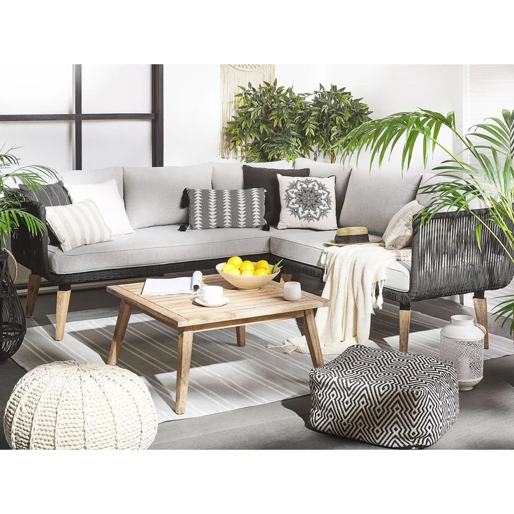 Beliani 'ALCAMO' Ecksofa Lounge Set, Akazienholz Schwarz – Bild 3