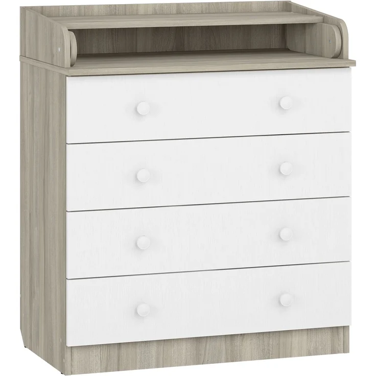 Shefa Kids Wickelkommode 800 mit 4 Schubladen und klappbarem Wickelaufsatz, Ulme-weiß, 80,4 cm breit – Bild 4