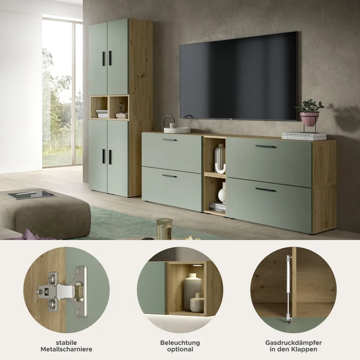 The One Wohnkombination in Smoke Green Nachbildung – Bild 6