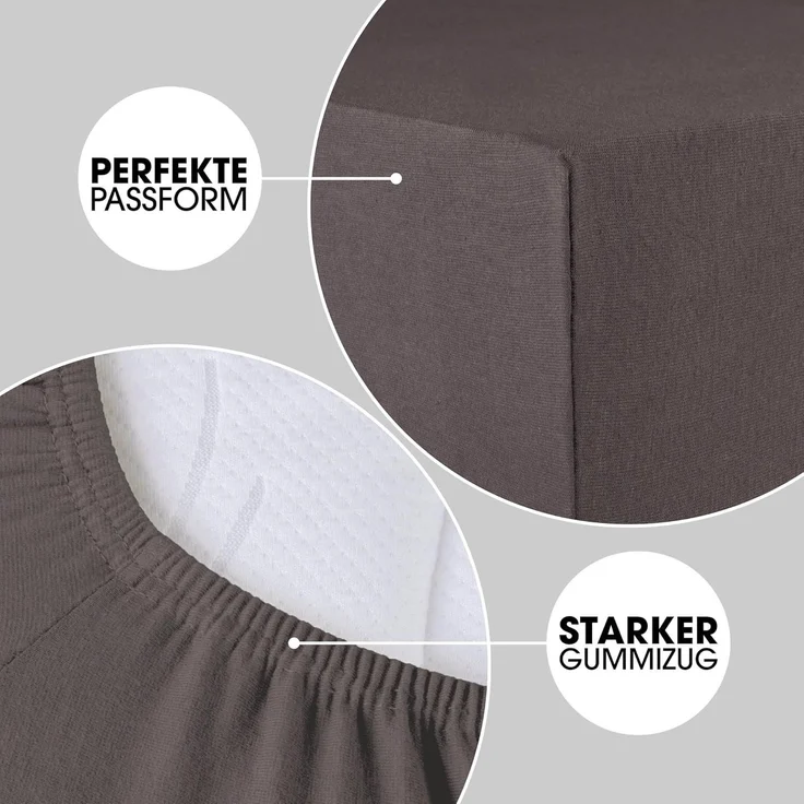 CelinaTex Jersey Spannbettlaken Lucina 140x200-160x200 cm anthrazit grau 100% Baumwolle gekämmt bis 26cm Matratzenhöhe Spannbettbezug, Leintuch, Bettlaken, elastisch, Strech, Oeko-Tex – Bild 4