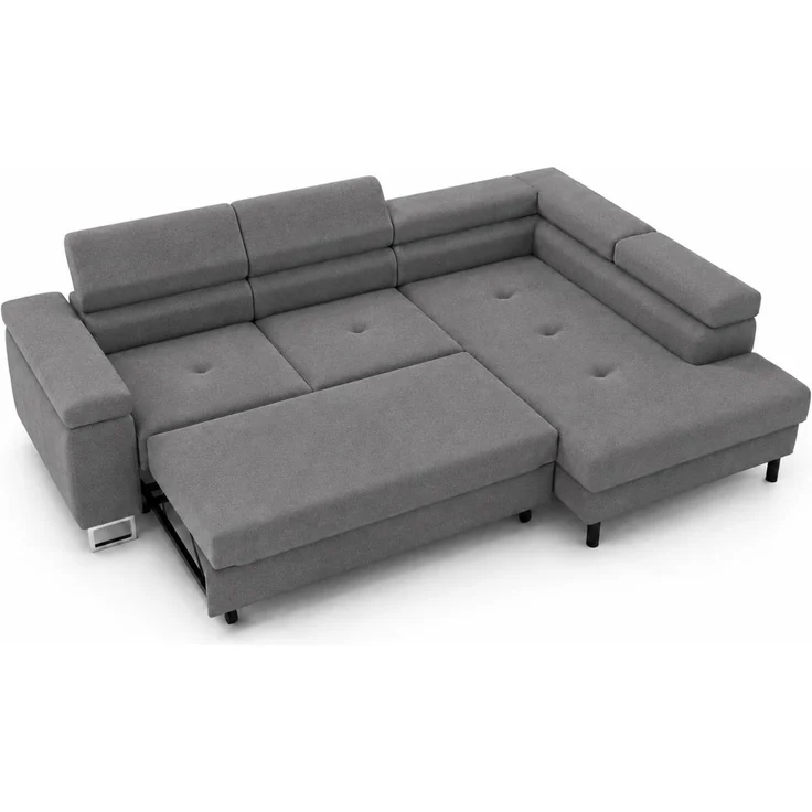KRISAN MÖBEL Ecksofa L-Form ALVARO in Grau 275 x 90 x 202 cm mit Schlaffunktion und Bettkasten Rechts – Bild 2