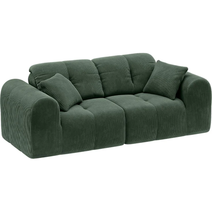 skølm 'Vanaheim' Sofa 2 Sitzer mit 2 Kissen, Cloud Sofa dunkelgrün, Cord, Vollschaumcouch mit Federkern und Vakuum-Kompression, kein Aufbau erforderlich – Bild 11