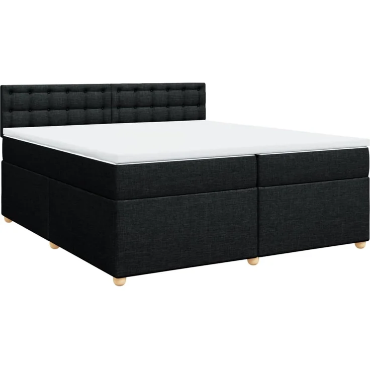 vidaXL Boxspringbett mit Matratze Schwarz 200x200 cm Stoff 3289103 – Bild 3