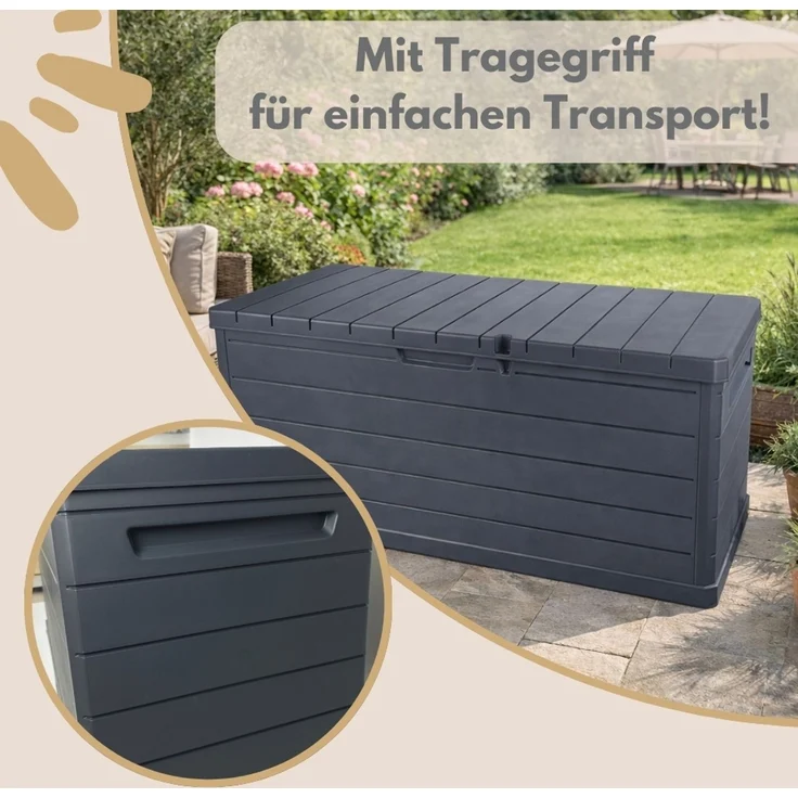 Gartenbox Wetterfest Outdoor Möbel Box Gartenauflagen Gartentruhe Auflagenbox Wasserdicht Kissenbox Groß Aufbewahrungsbox Garten Gartenkiste Terrassenschrank 350 L – Bild 5